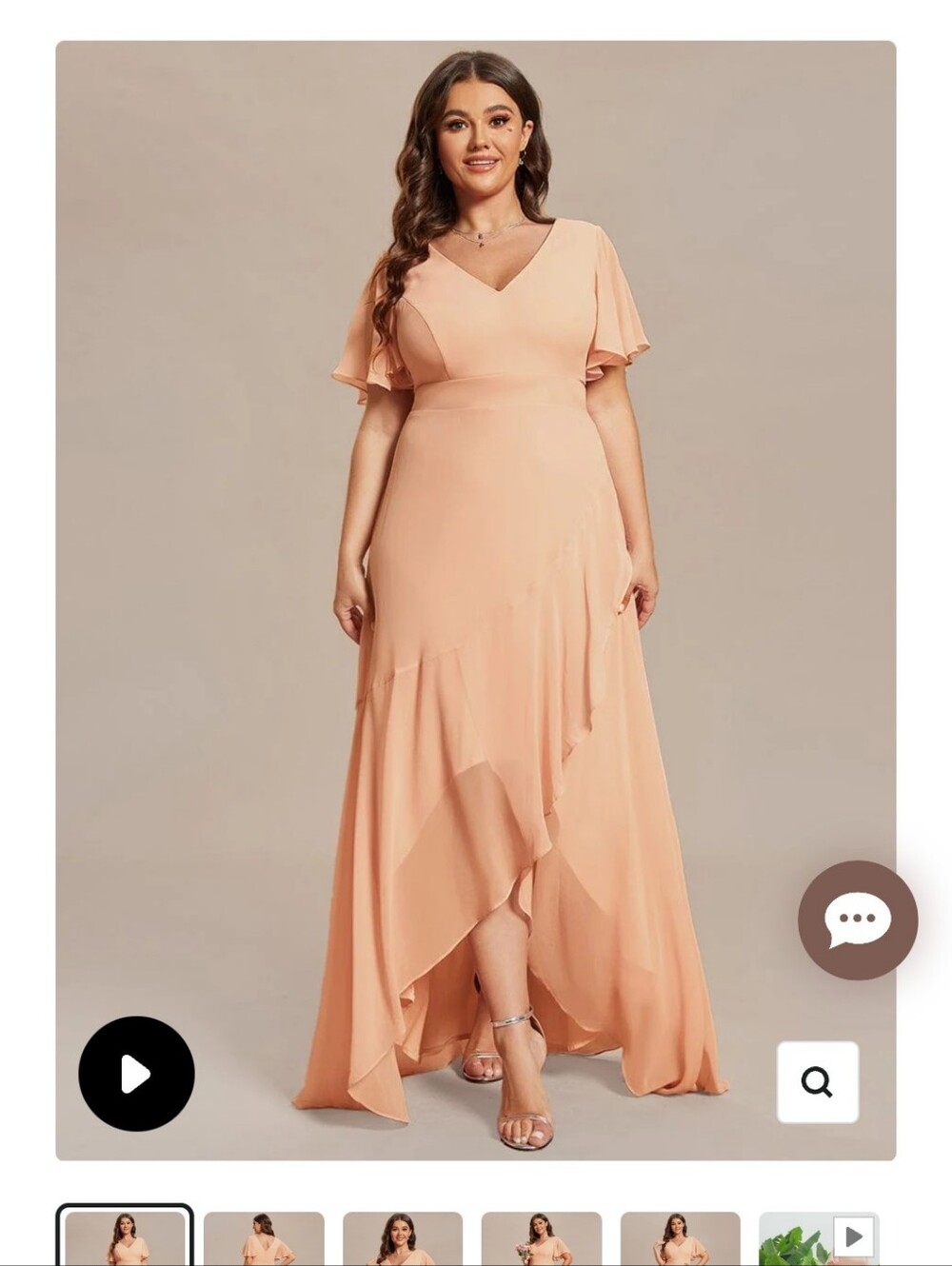 Ever Pretty Peach V-Neck High-Low Maxi Dress